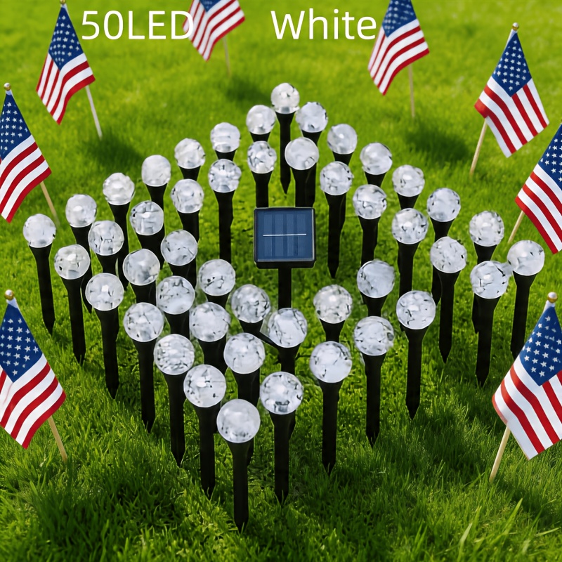 TEMU 50 Pack Solar Outdoor Yard Lights, Smart Led Fairy String Lights, Dustproof &, 8 Lighting Garden Lawn Camping Lights, Ambient Decor For Patio
