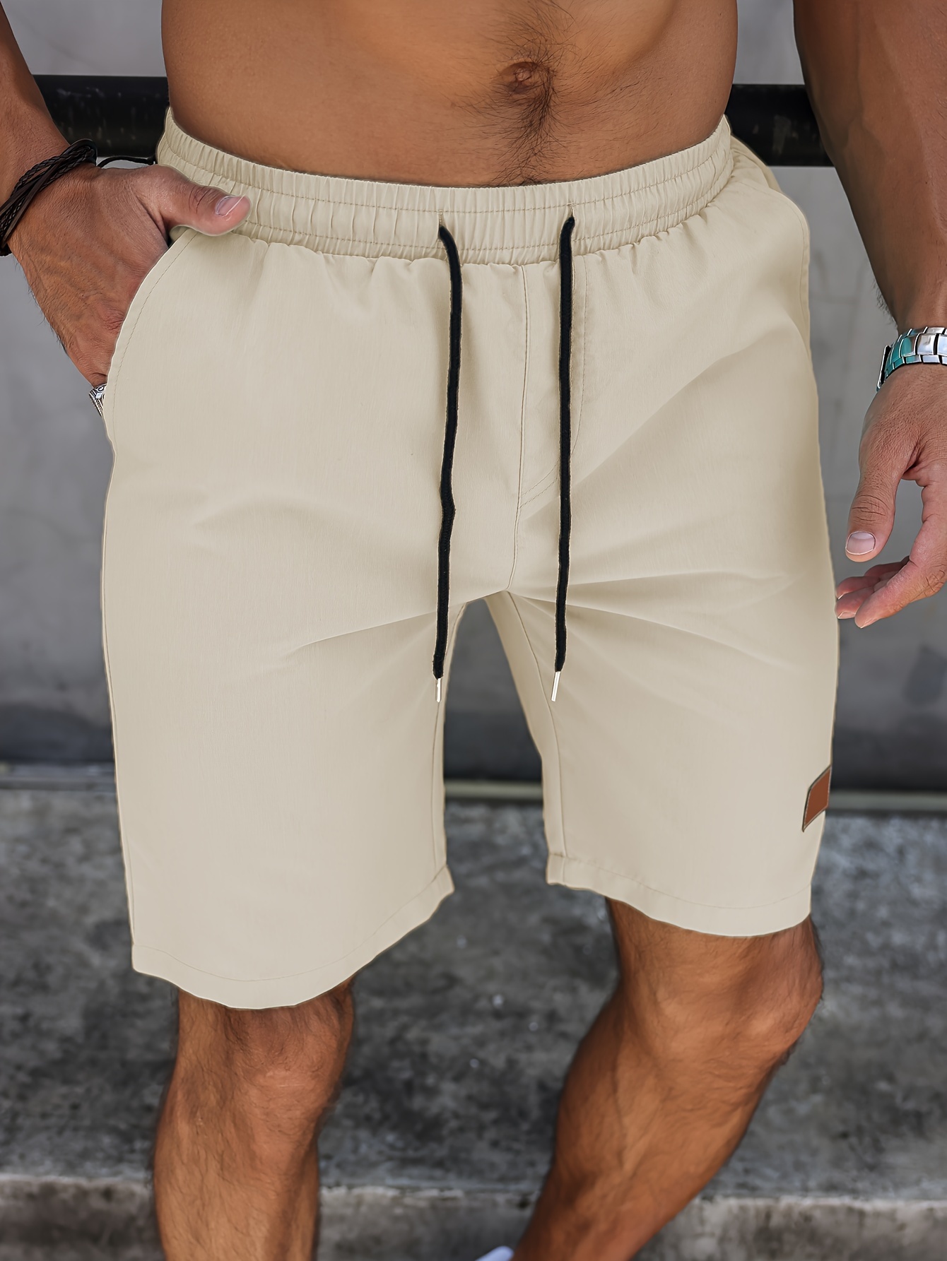 Men's Lightweight Drawstring Athletic Shorts - Mint Green, Quick-Dry Polyester, Perfect for Summer Beach & Golf, No Stretch, Solid Color with Pockets