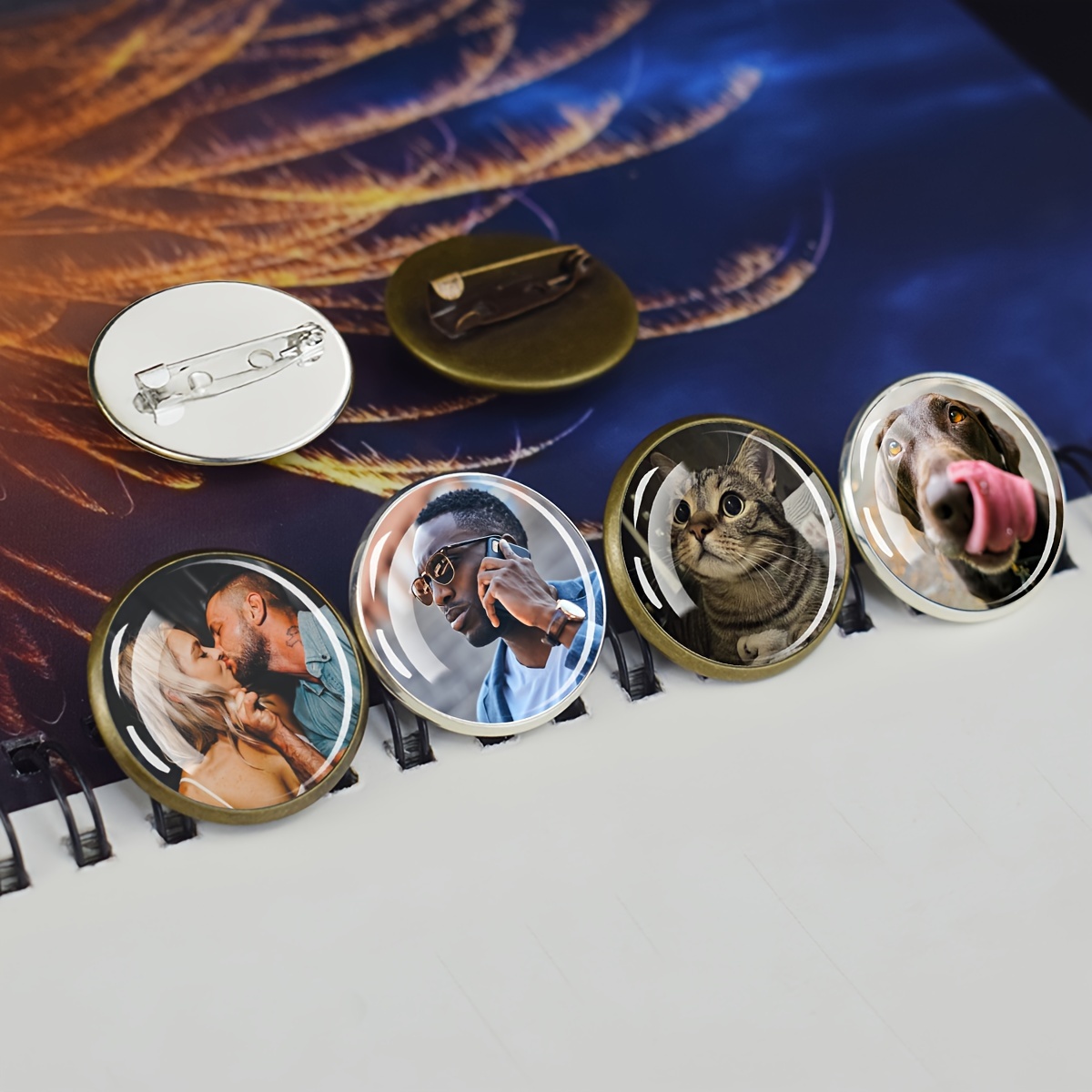 

1pc Customized Photo Pin Custom Personalized Picture Glass Dome Pins Creative Brooch Accessory Gift For Men And Boy