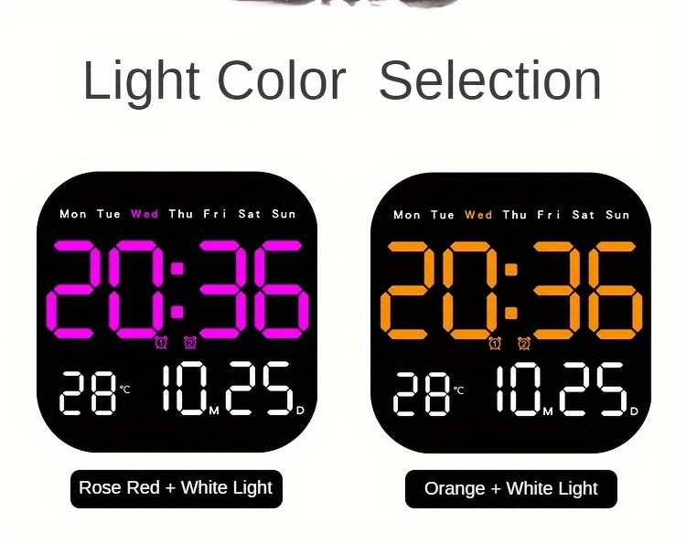 large led digital wall clock with remote control usb powered rechargeable   alarm temperature display calendar for bedroom details 12