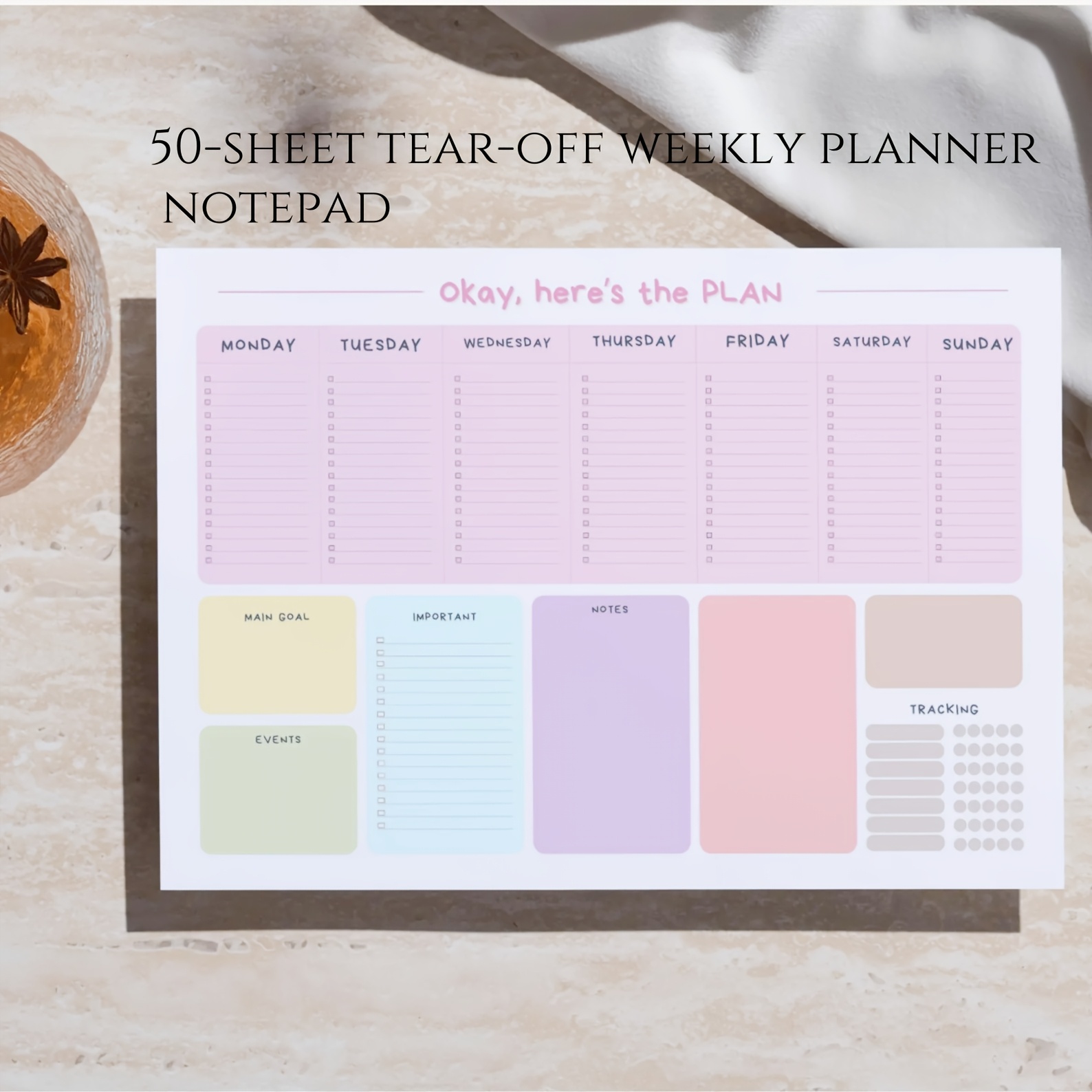 E-shop 1 Planer / 50-Blatt-Abreißplaner / Arbeitsorganizer / Produktivitätssteigerungsplaner / Geeignet für Selbstplaner, Planer, persönliche Organizer