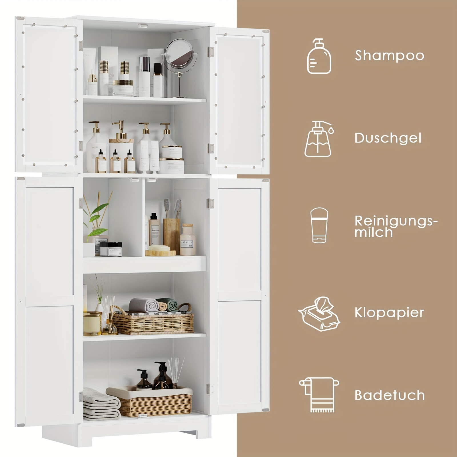 Fultru Tall Storage Cabinet Kitchen Shelves - Temu