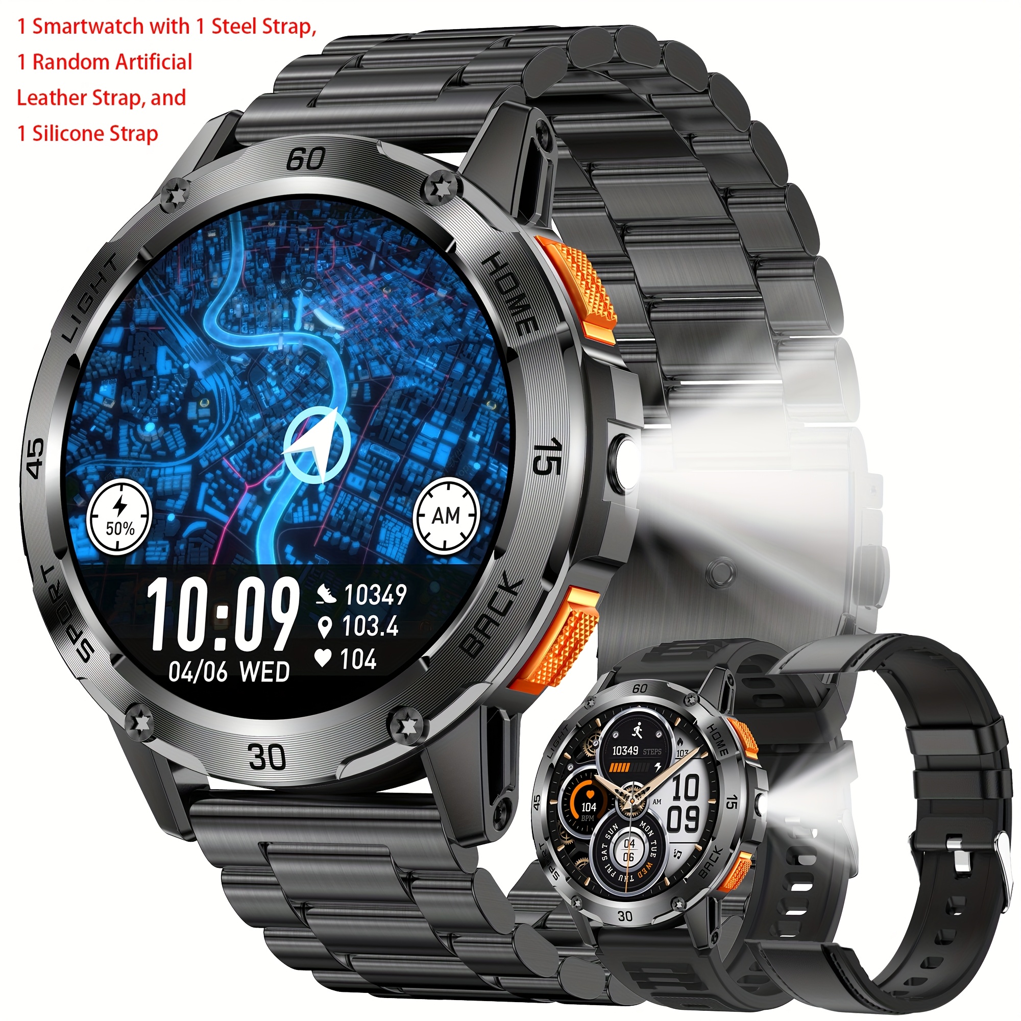 TEMU Sgddfit Smart Watch For Men, Answer/make Calls, 5.11cm Watch For Men, Led Lighting, Call , Wireless Call Smart Watch For And For Iphone, Smart