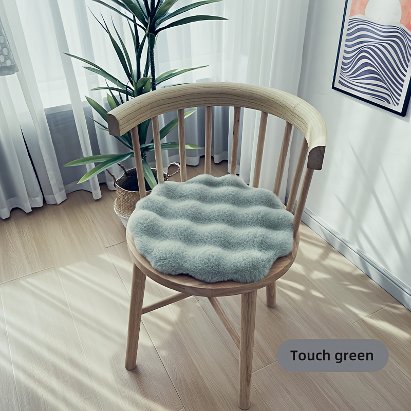 2025 New 1pc 13.77in X 13.77in Plush Chair Cushion Computer Chair Casual Bubble Velvet Dining Chair Cushion Anti-slip Thickened Stool Seat Cushion Office Chair Cushion