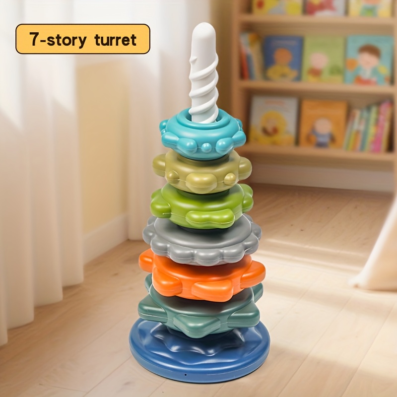 Rainbow Spinning Stacking Toy, Colorful Ring Stacker For And Toddlers, Learning Tower, Christmas Gift For Kids, Cool Toy, Easter Gift