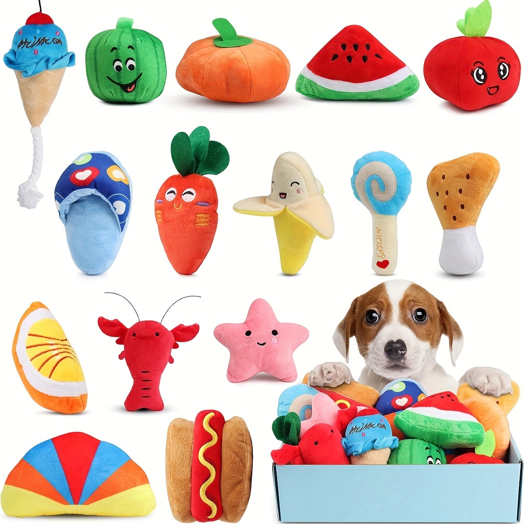 

15pcs Squeaky Plush Dog Toy Set For Small Breeds - Chew Toys For Teething Puppies, Interactive Play & Dental Health