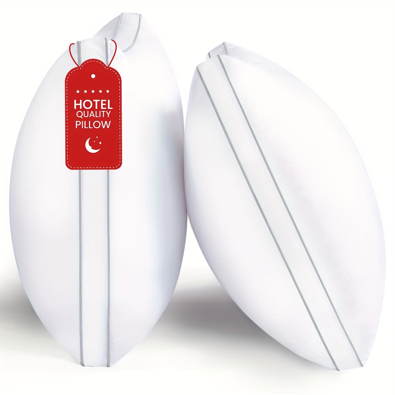 Set Of 2 King Size Pillows - Bed Pillows With Soft Down Alternative, Supportive For Back, Stomach & Side Sleepers, Machine Washable Queen Or King Size Bed Pillows (2 Pack)