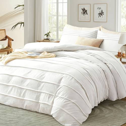 3pcs stripe duvet cover set soft and breathable textured bedding with zipper closure polyester machine washable use