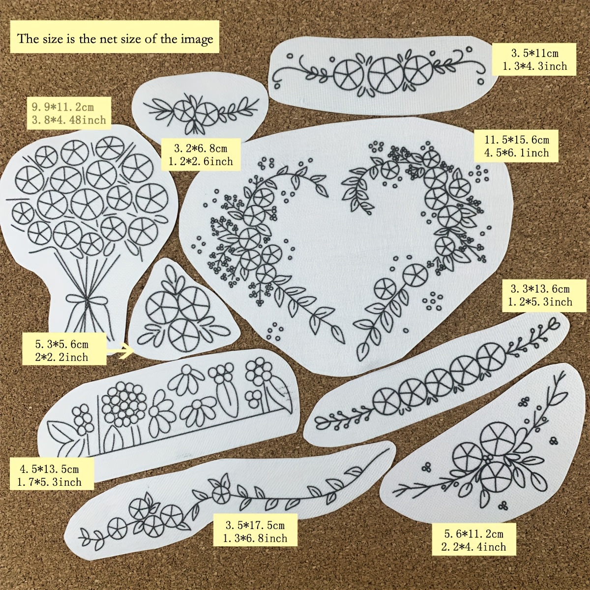 Image of Set Of 9 Floral , Perfect For Holiday Crafting, Ideal For Sweaters, T-shirts, Jeans, And More. Handmade Kits For Enthusiasts, Including Options For Clothing, And Fashion Projects