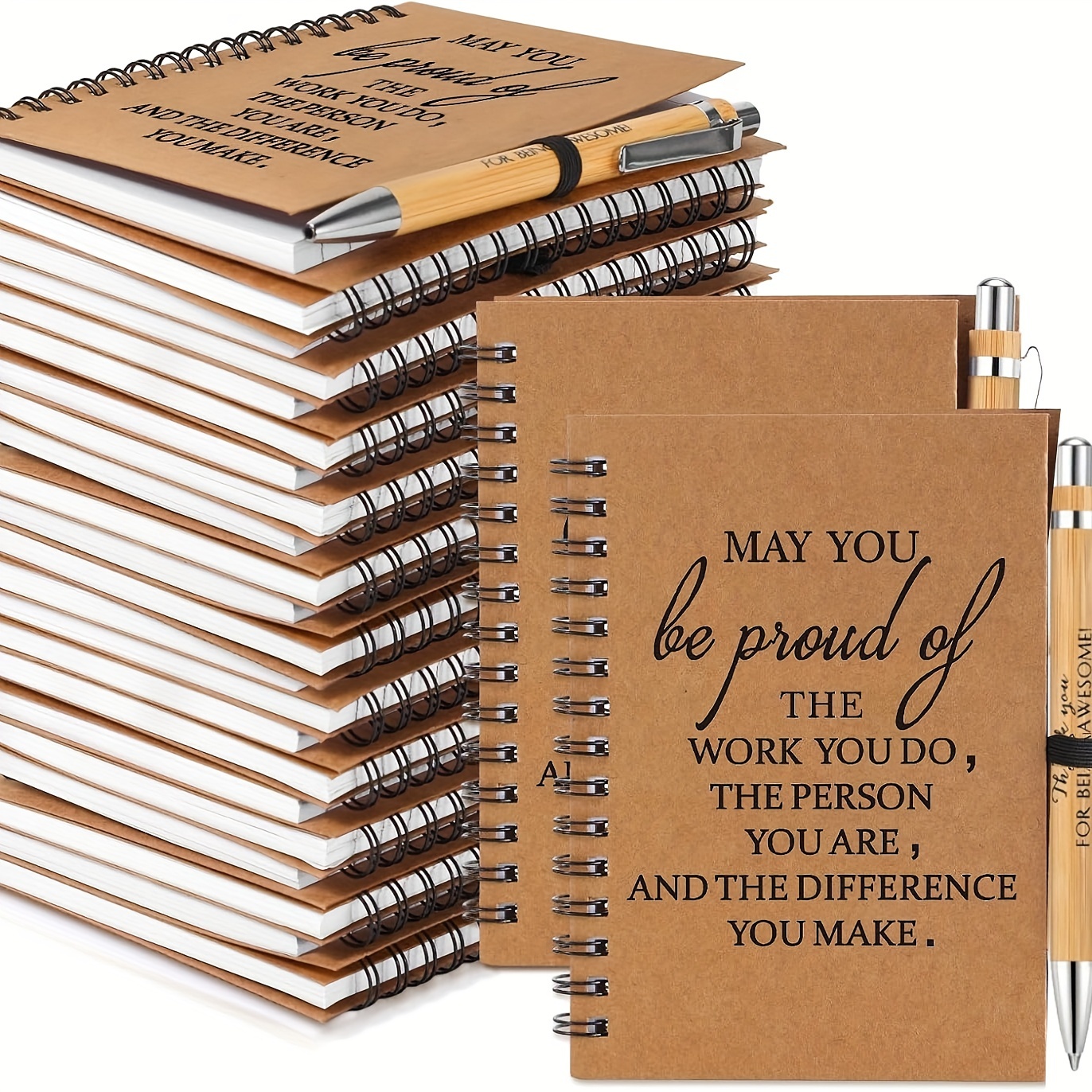 

10sets Employee Appreciation Gifts, Employee Appreciation Notebook With Ballpoint Pen Mini Spiral Inspiration Notebook Thank You Bulk Christmas Gift For Employee Coworker Teacher, Brown