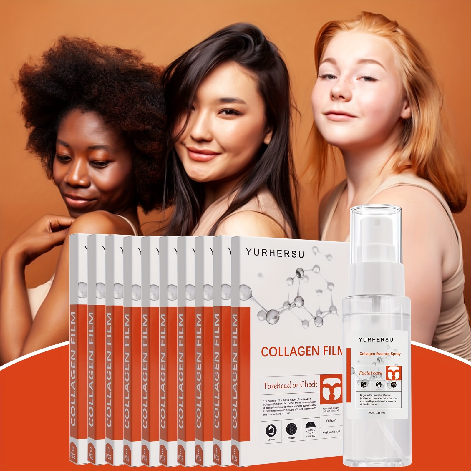 10 boxes of 30pcs collagen film 100ml collagen   spray set combination deep moisturizing and eye care in   0