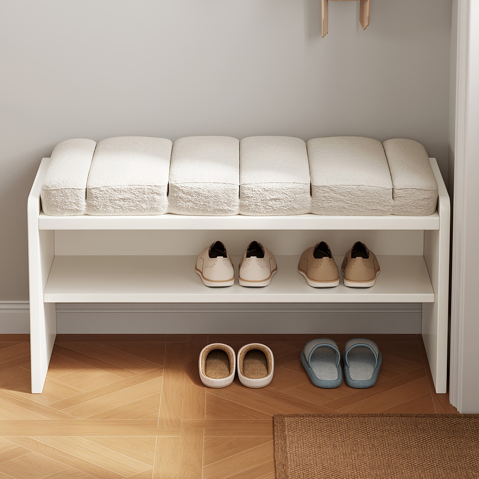 TEMU Banc à chaussures d'entrée, avec assise rembourrée, rangement à chaussures avec siège, idéal pour les d'entrée, compact et moderne, parfait pour