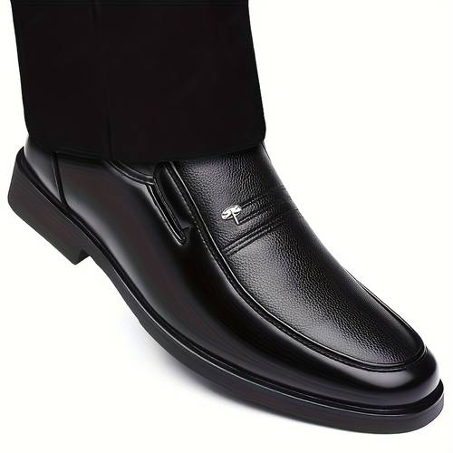 mens genuine breathable business dress shoes casual loafers slip on pointed toe british groom wedding shoes non slip wear large size