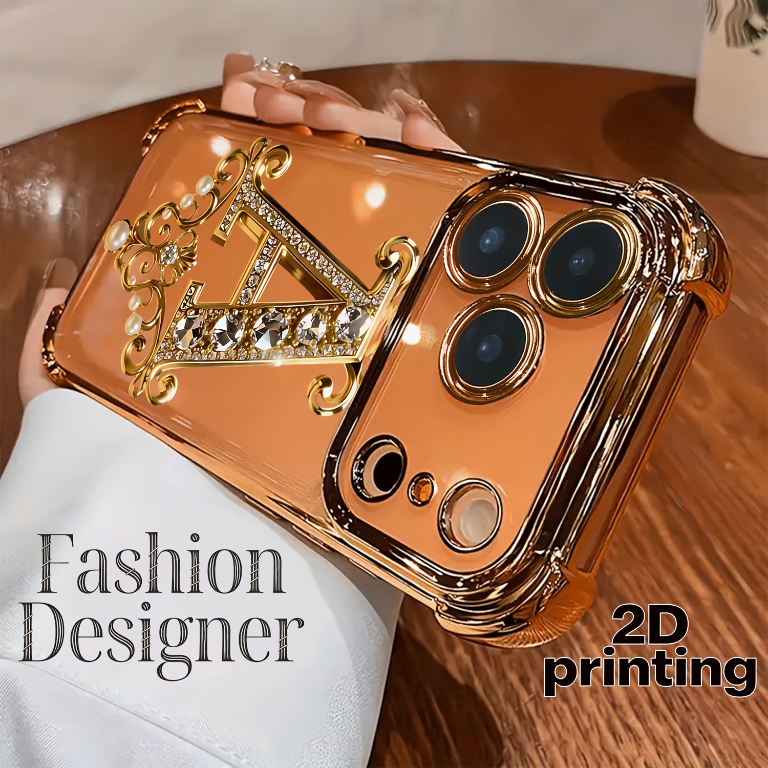 TEMU Phone Case - Creative 2d Printing Diamond Pattern New Electroplated Transparent Tpu Anti-fall Phone Case For Iphone 17/ For Iphone 17 Air/ For