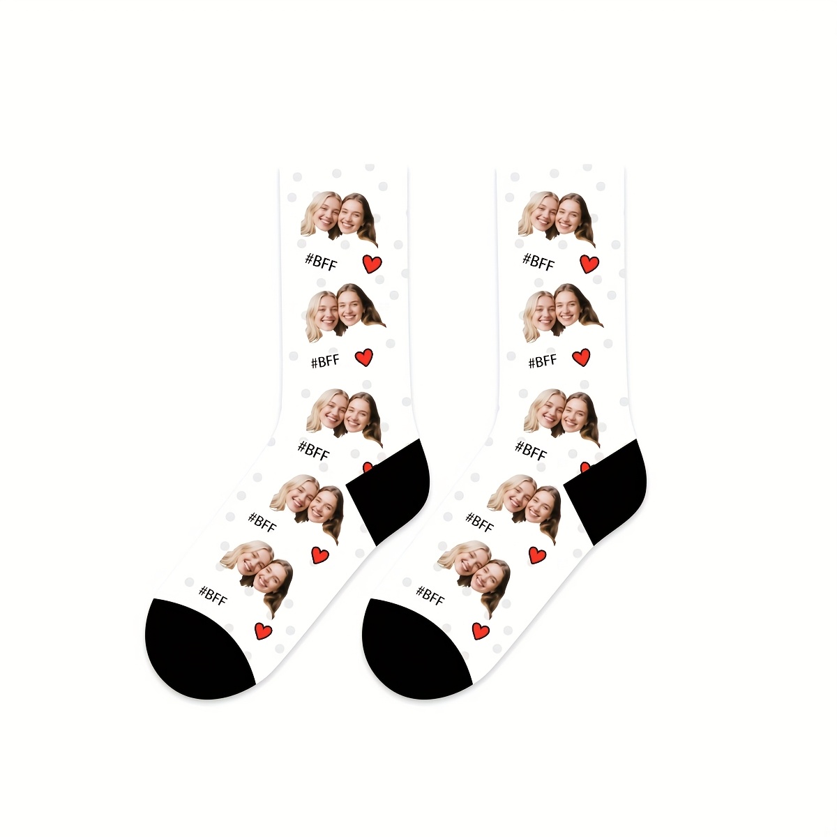 TEMU A Pair Of Personalized Printed Custom Portrait Socks Featuring A Custom Best Friend Portrait With Patterns. Adorable And Mid-calf Socks For Men
