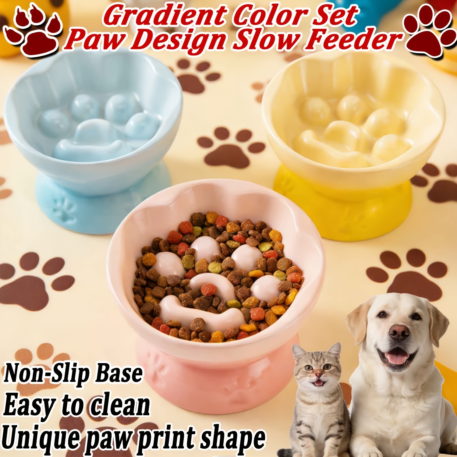 elevated slow feeder cat bowl sold on Temu United States