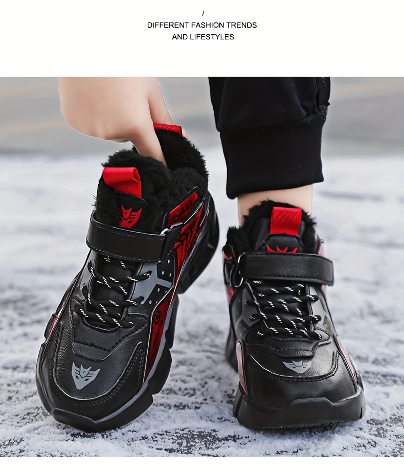 Jongens Sneeuwlaarzen met Dikke EVA Zolen en Pluche Voering, Jongens Casual Schoenen, Lichtgewicht Modieuze Trendy Schoenen, Sportieve School Schoenen voor Jongeren, Buitenshuis Hardloopschoenen voor Jongens, Grote Warme Kinderen Schoenen Herfst- en Wintermodellen