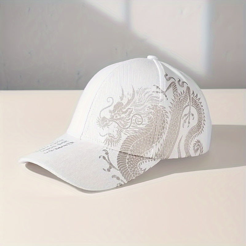 TEMU Curved Brim Baseball  , Delicate Print Cotton Hat, Hat For Casual Outdoor Sports