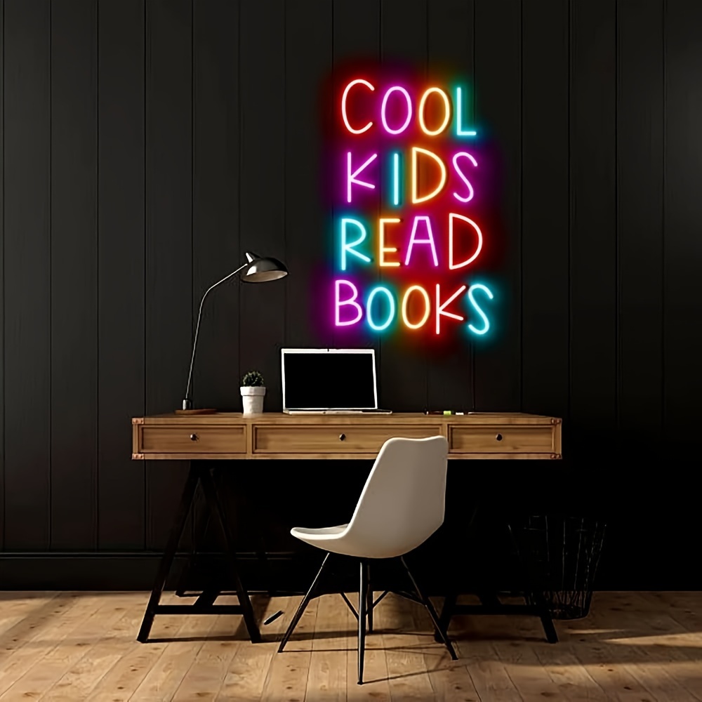 

Cool Kids Read Neon Signs, Room Wall Art Neon Signs, Books Neon Reading Room Hanging Decorations Led Neon Lighting Library Decorations, Powered By Usb With Dimmable Switches