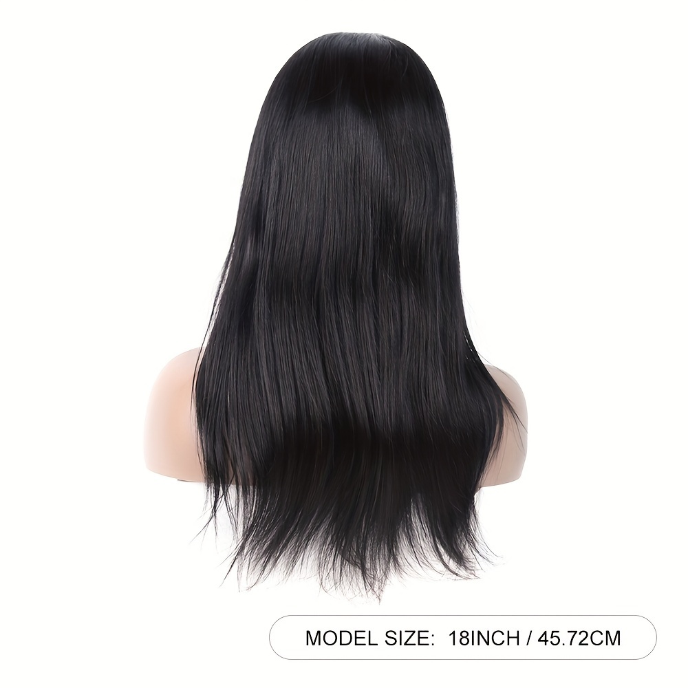 Image of Straight Human Hair Wigs With Bangs Brazilian None Lace Front Wigs Glueless Machine Women Wigs 180% Density Natural