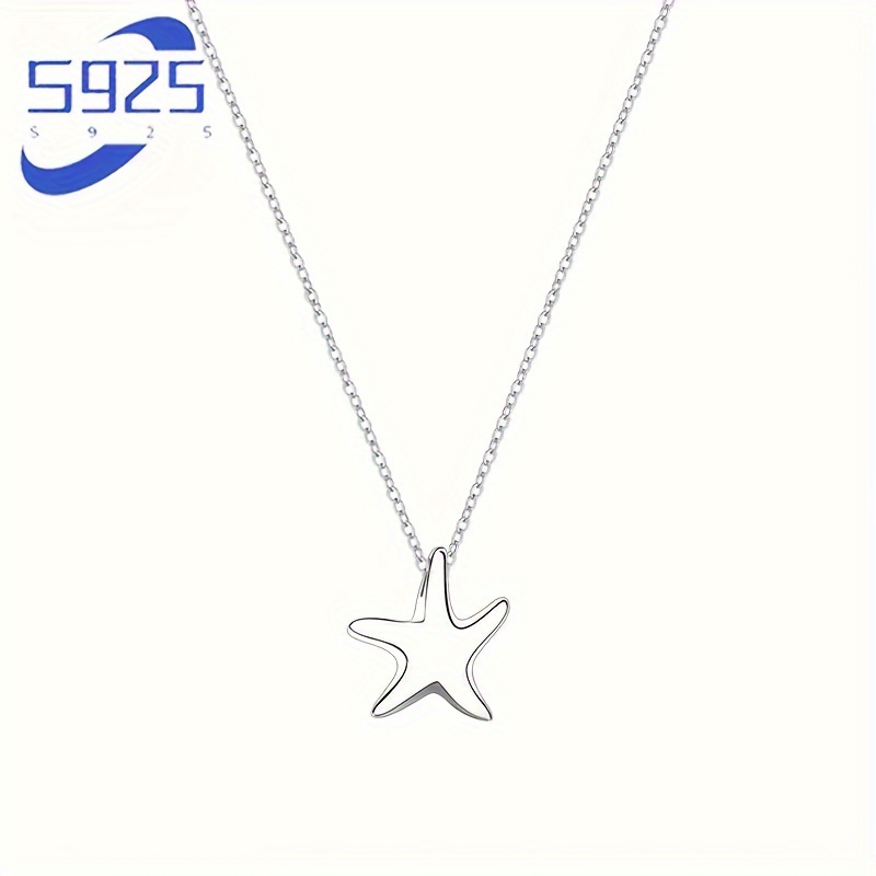 

Sterling Silver Starfish Pendant Necklace, 15.74+1.96 Inches Adjustable Chain, Simple Elegant Design, Fashion Jewelry For Men And Women, Ideal Birthday Gift For Boyfriend, Girlfriend, Wife, Grandma