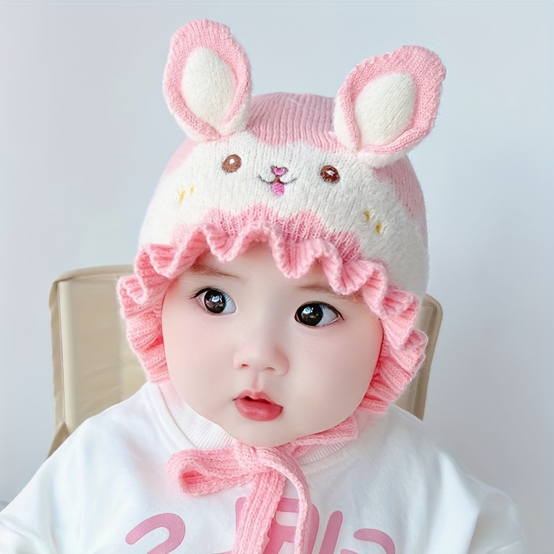 

1pc Autumn And Winter Beanie Hat, Cute Cartoon Rabbit Pullover Hat, Warm Thickened Plush Ear Protection Integrated Hat, Suitable For Daily Travel, Outdoor Outing, Birthday Party Gathering