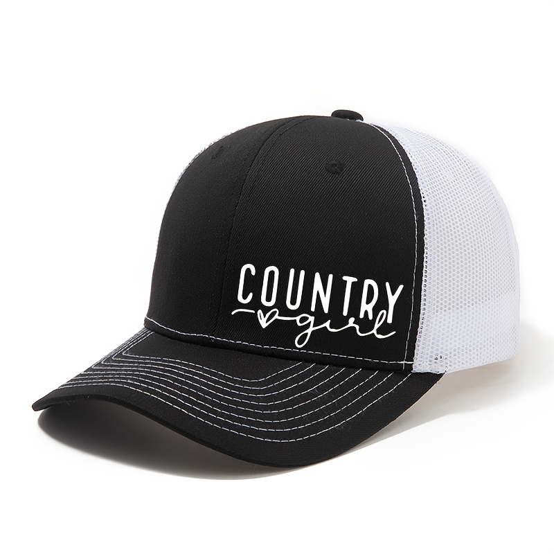 TEMU Men's Outdoor Mesh Baseball , "" Western Style Printed Trucker Hat, Spring Summer Unisex Easy Versatile Hat, Adjustable Brim, Suitable For