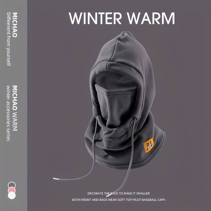 

Sports Style Balaclava, 100% Polyester Breathable Fabric, Winter Ski Cycling Hiking Windproof , Knit Elasticity Face Protection, With Multifunctional Hooded Scarf For Winter Activities