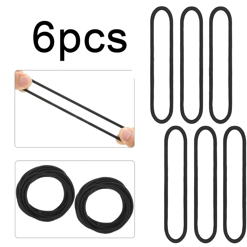 TEMU Set Of 6 Oversized Elastic Hair Ties Made Of, Featuring Seamless Design In Black. Ideal For Women With Thick, Heavy, Or Curly Hair, Ponytail