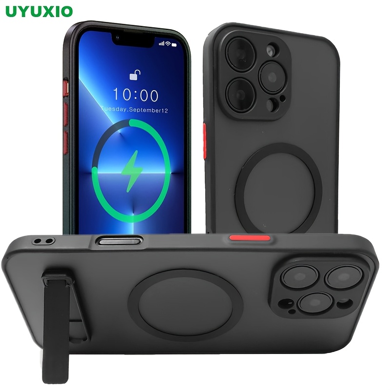 

Uyuxio Magnetic Phone Case With Stand For Wireless Charging, Compatible With , 15 , 14 Plus, 13, 12, And 11. Ultra Cover With Holder.