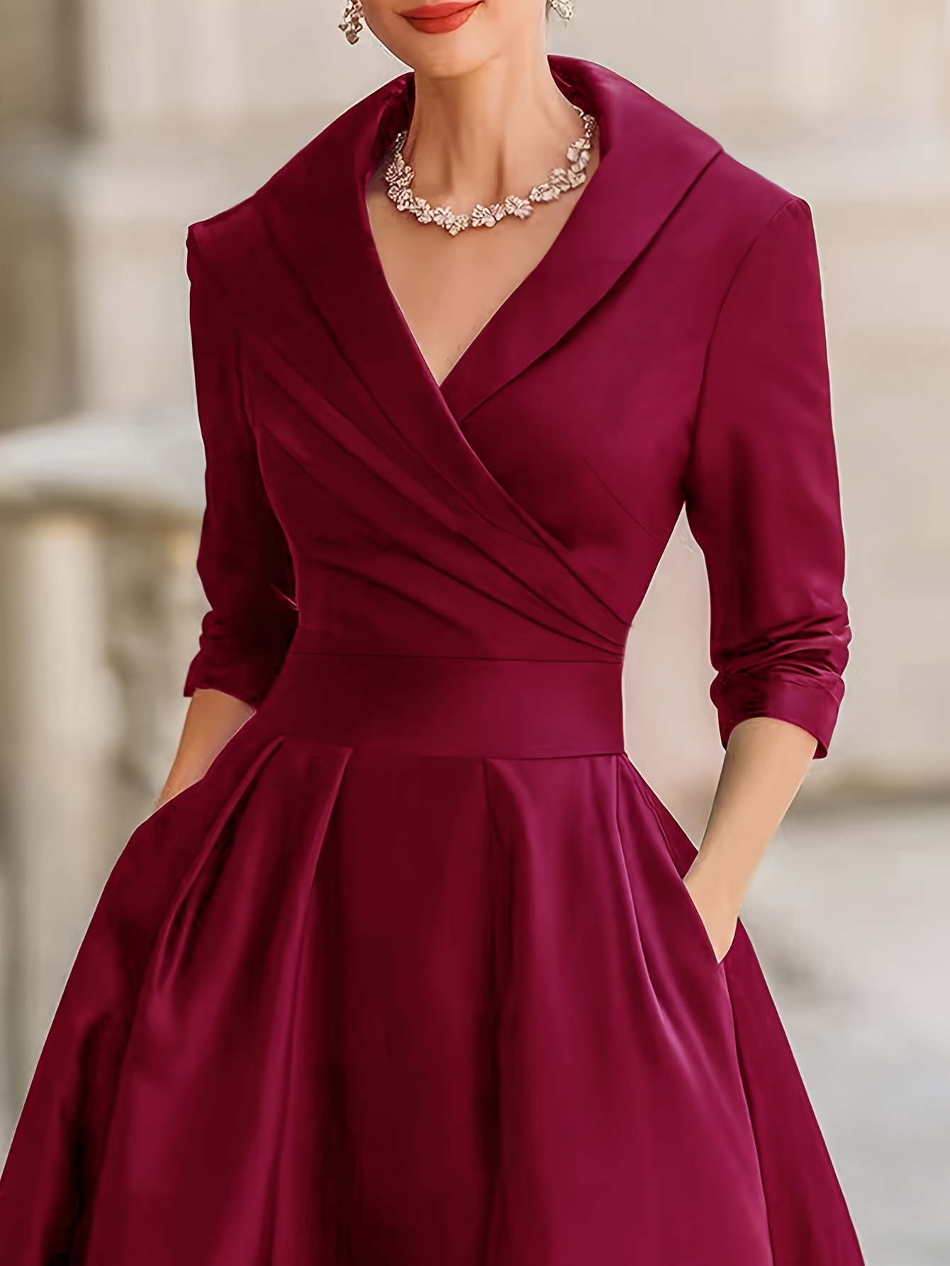elegant commuter satin midi dress women a waist cinching fit - Temu Qatar