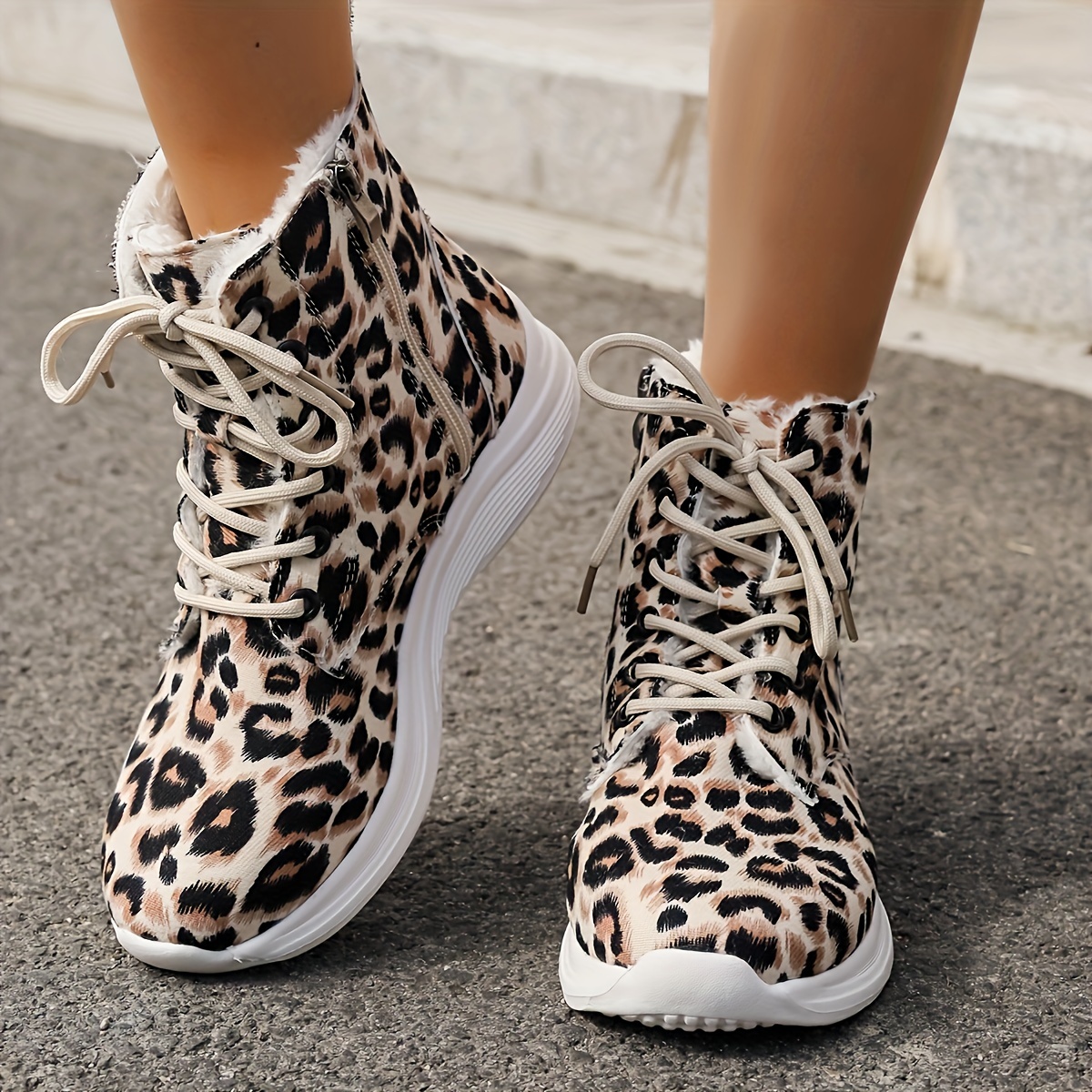 TEMU ' Ankle , Fur , , Toe, -up, , Mid-, , , , Footwear