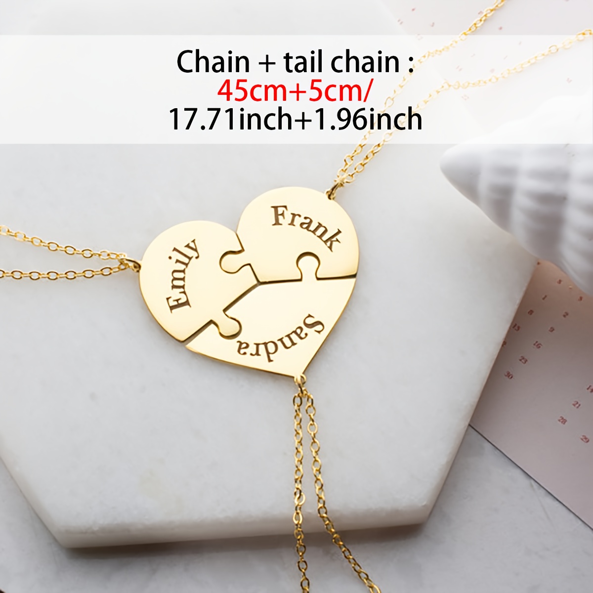 Custom Heart-Shaped Puzzle Necklace — Personalized Friendship Gift