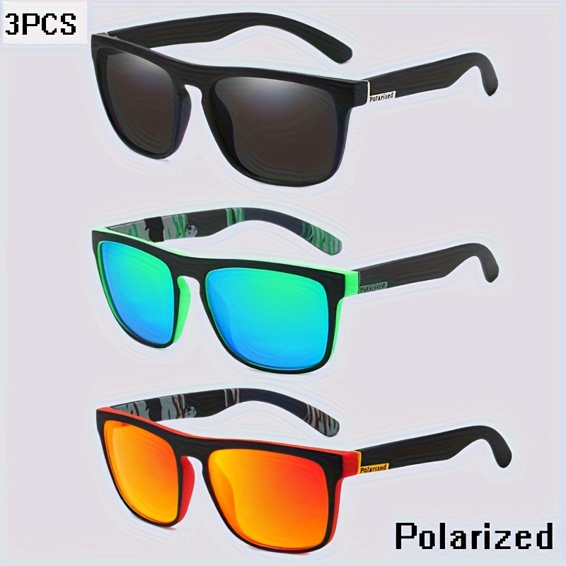 

3pcs Polarized Glasses Ladies And Men Classic Square Pc Frame Outdoor Sport Travel Driving