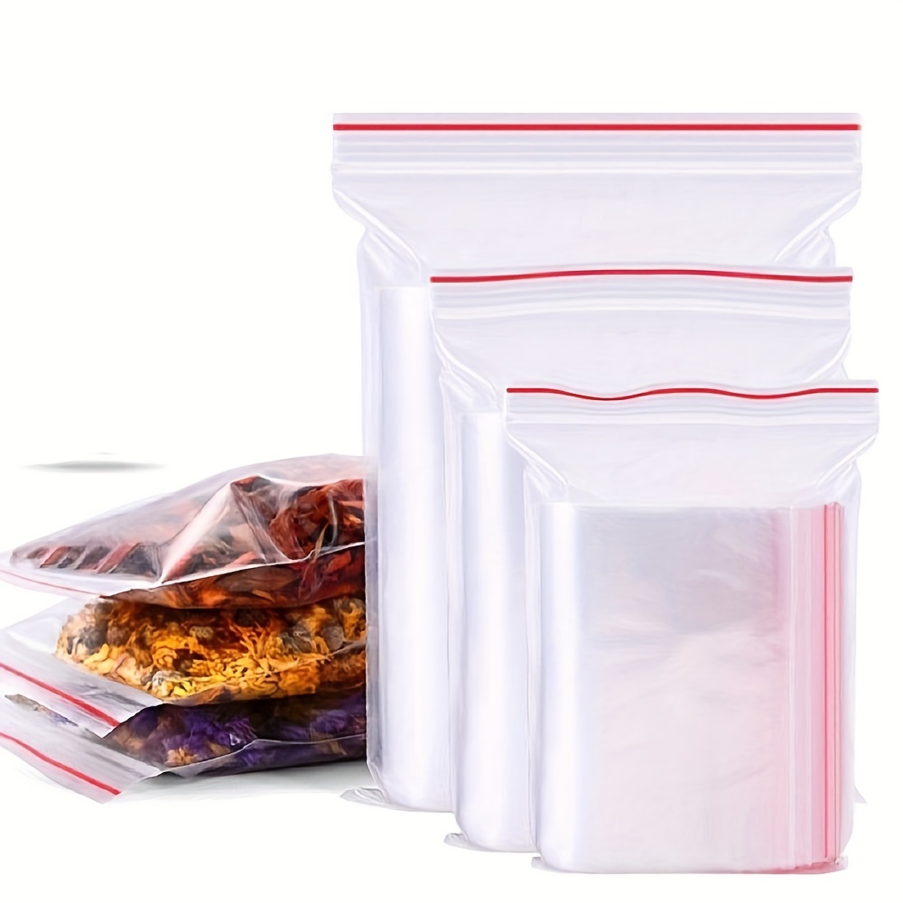 100pcs/Bag Clear Plastic Resealable Cellophane Bags, Zip Lock Seal, Contemporary Style, Home Kitchen Storage Organizer, Plastic Material, for Baskets, Boxes, Containers, Storage Bins for Home Organization, Baskets, Bins & Containers for Home Organization