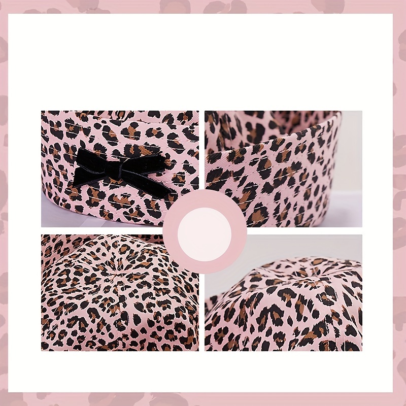 1pc y2k retro leopard print bow sailor cap women lightweight  display picture 3