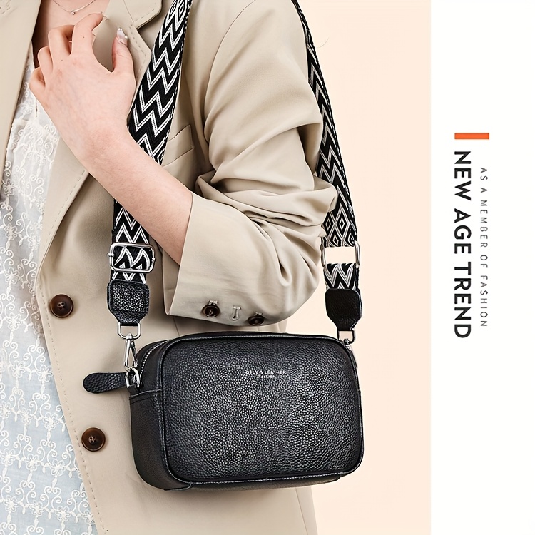 womens genuine leather tote bag elegant solid color large capacity crossbody shoulder bag with adjustable strap zipper closure   hardware multiple colors black khaki light brown white   leather crossbody bag polyester lined interior Product details 5