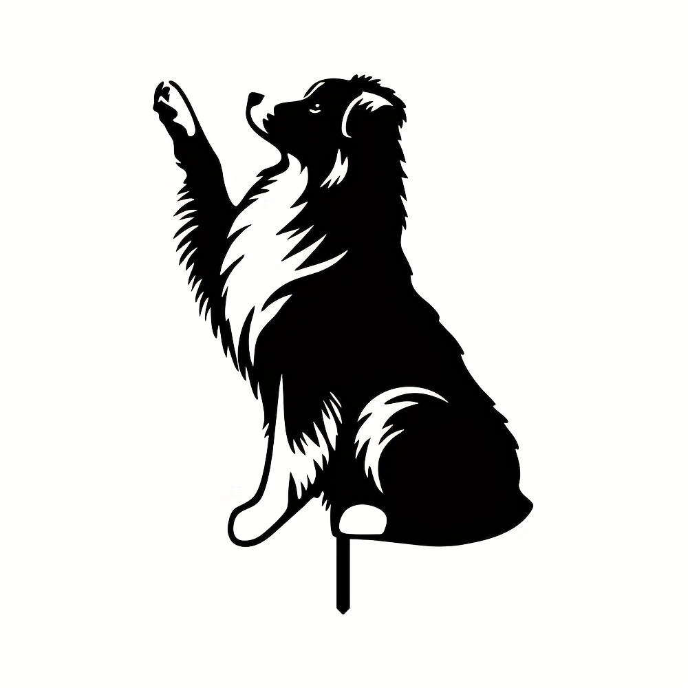 Image of [2d Flat] 1pc Dog Metal Garden Stake - Iron Outdoor Yard Decoration With , Christmas Gift For Dog Lovers, Suitable For Garden, Lawn, Porch, Fence - Outdoor Stake For Owners