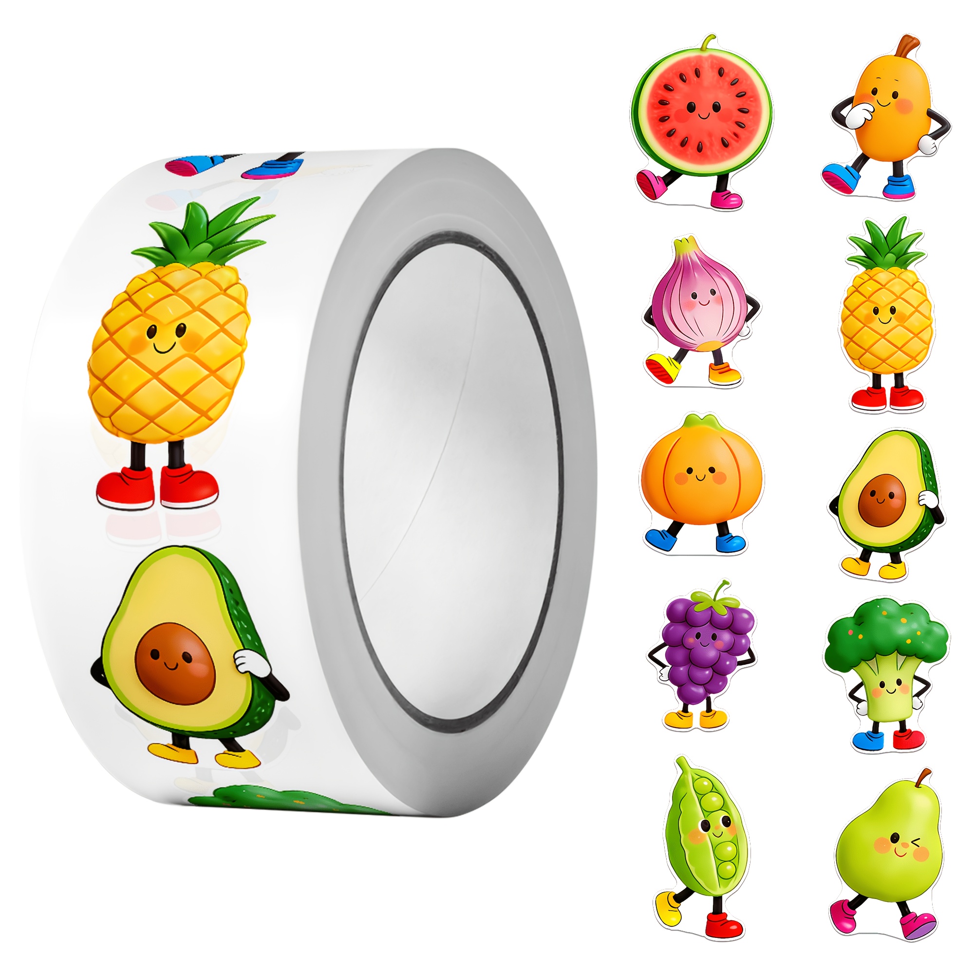 Image of 1roll(500pcs) Cartoon Friend Irregular Sticker 2.5cm/1.0'' 10 Designs Party Favors Art Decals Adorning Perfect For Home Decoration Stationery Labels Gift Sealing&packaging Supplies