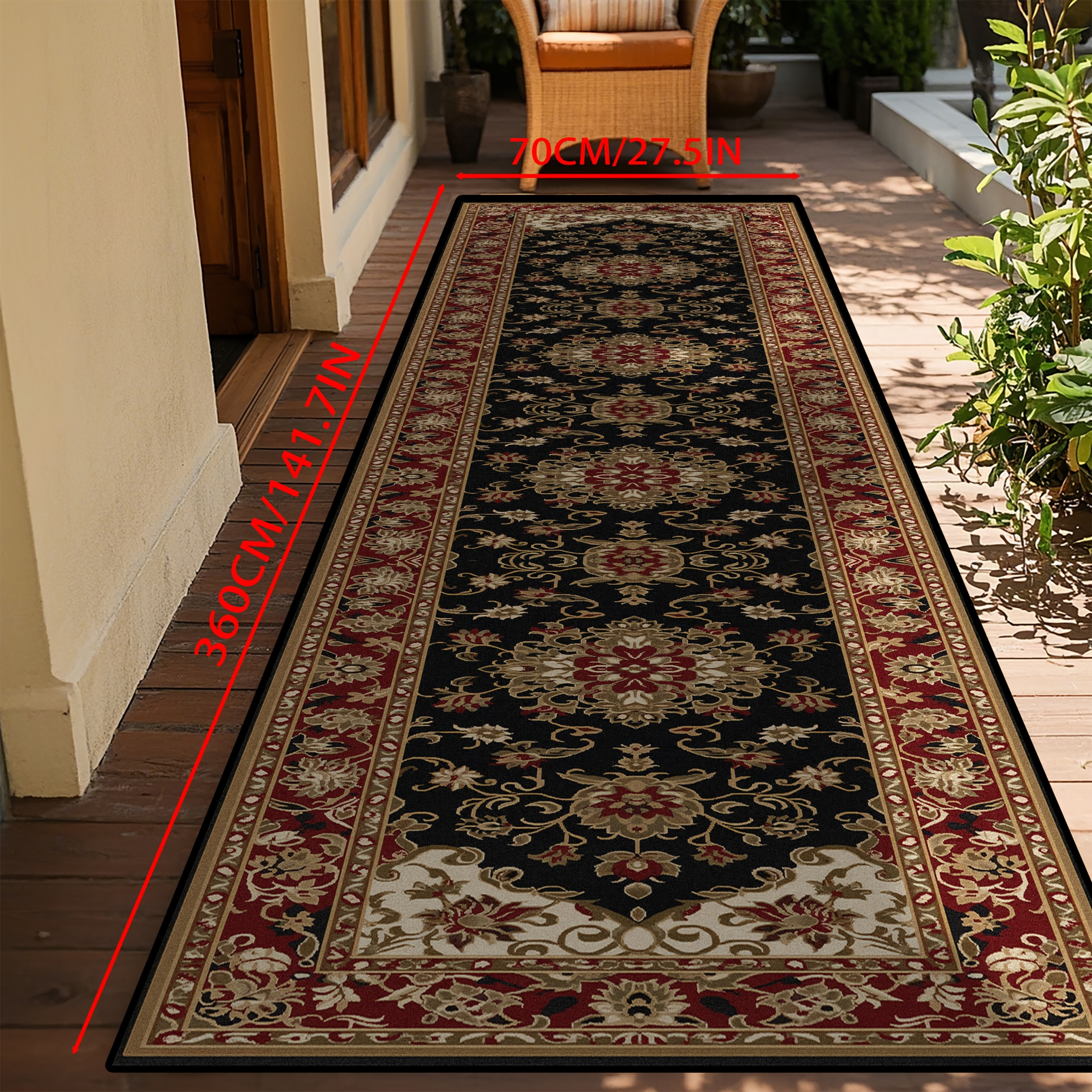 TEMU Golden Diamond Velvet 1pc, European Art Pattern Art Area Rug, Soft Decorative Bedroom Bedside Rug, Rug, Villa Hallway Long Runner Rug, Machine