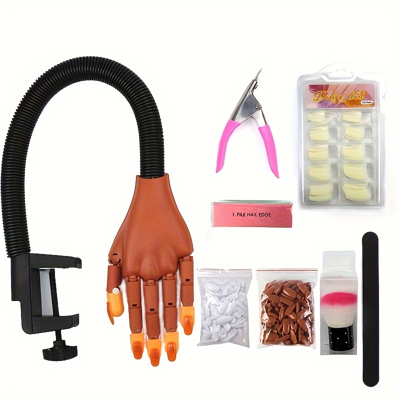 

Acrylic Nail Exercise Hands, Flexible Nail Exercise Hands Training Kit, Nail Exercise Fake Manicure Hands, 300pcs Movable Nail Pieces, Comes With File, Brush And Clips