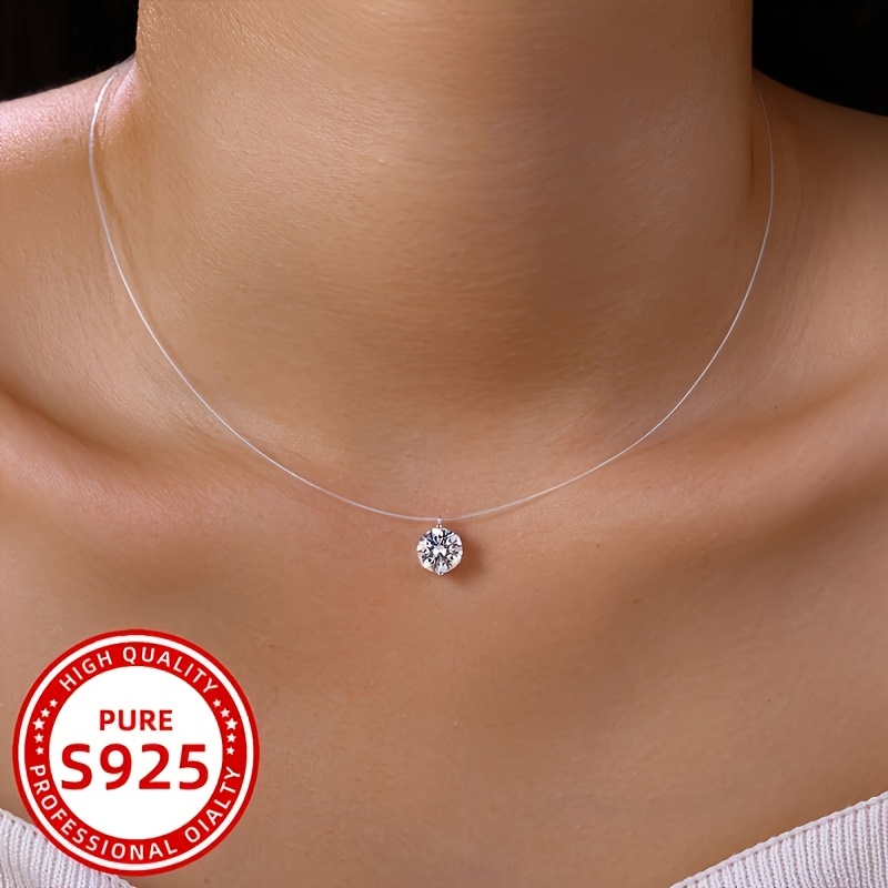 Women's Transparent Personalized Zirconia Pendant Necklace
