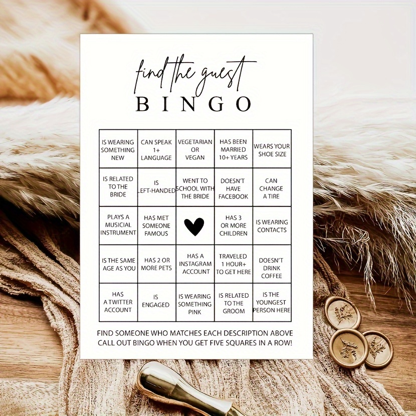 Find Guest Bingo Game Fun Shower Game Activity Bridal Shower - Temu