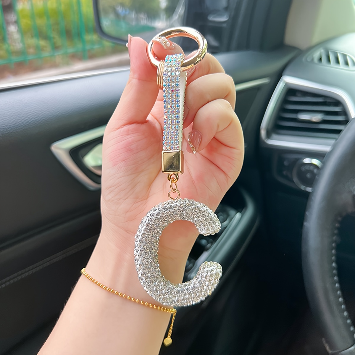 Portachiavi Auto In Cristallo A Cuore: Glitterato, Con Strass, Regalo Donna, Organizer Chiavi Borsa