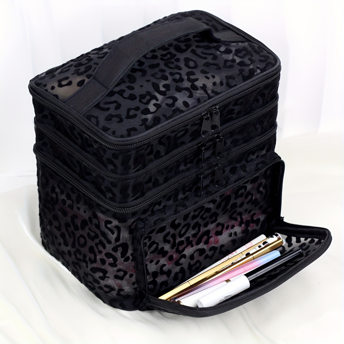 stor kapacitet 3 vånings svart leopardmönster - Temu Sweden