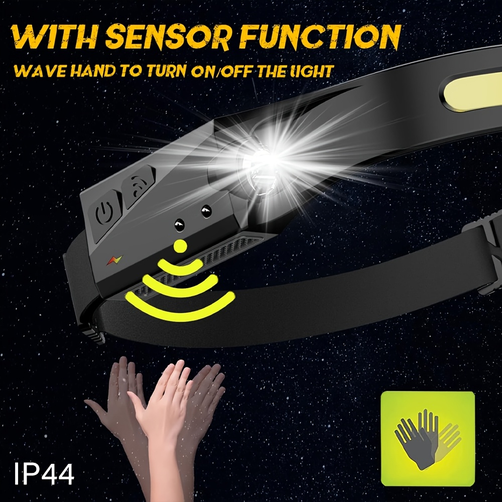 Rechargeable Motion-Sensor Wide-Beam Headlamp with 5 Modes