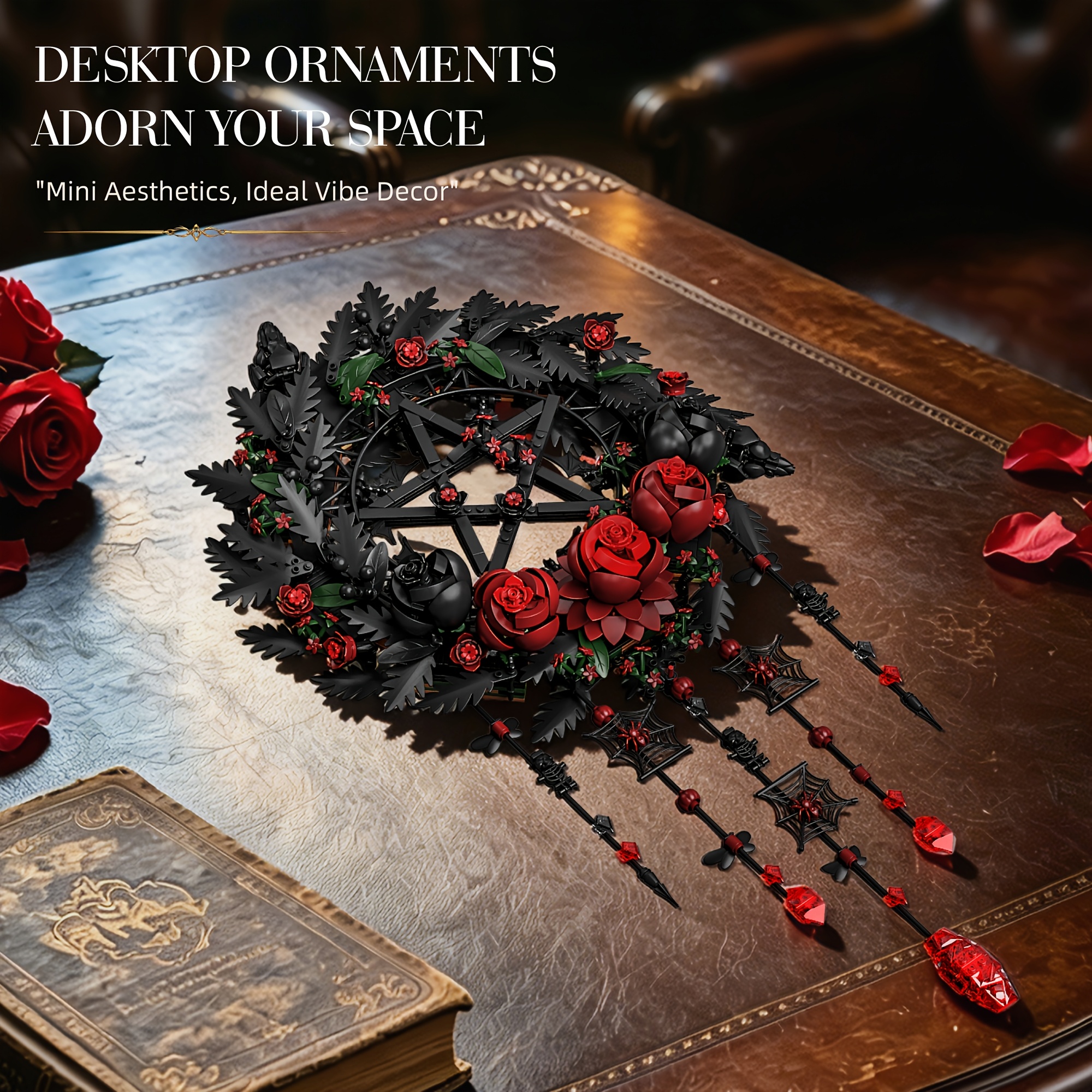 MOC Star Ring Rose Building Blocks, Gothic Style Ornament