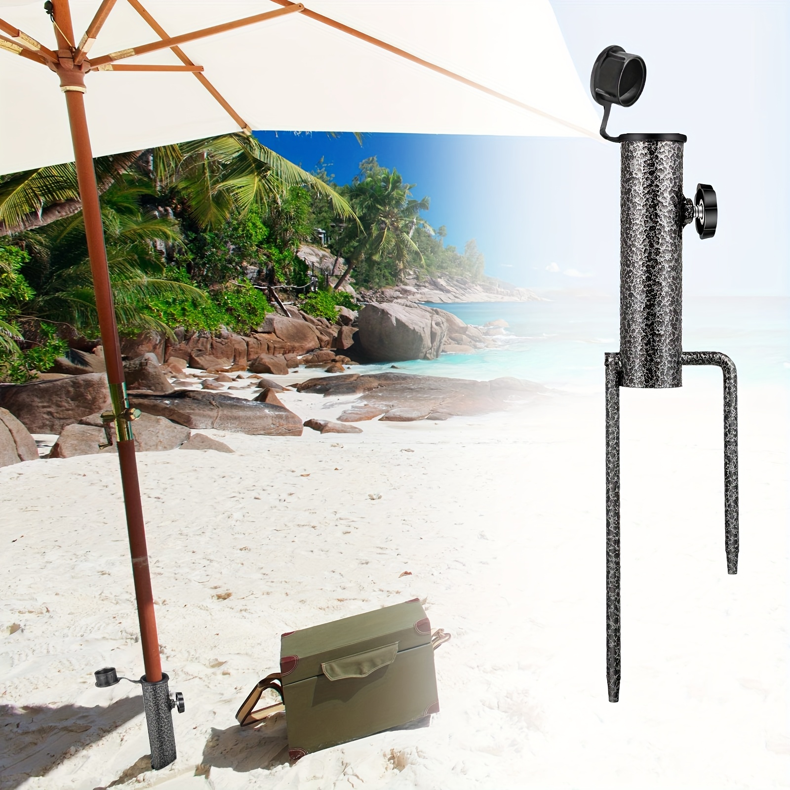 adjustable portable umbrella base 36cm length heavy duty ground insert steel coating umbrella stand base for 28 32mm pole umbrella   patio beach ground