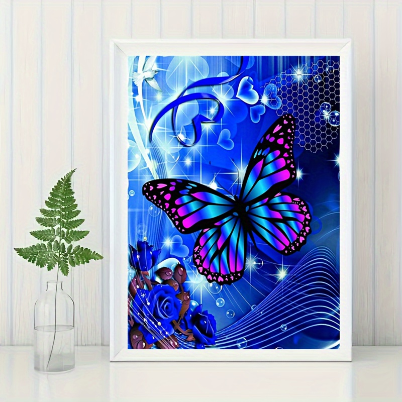 

1pc Butterfly Pattern Mosaic Puzzle Kit, Diy 5d Round Acrylic Rhinestone Painting Mosaic Craft, Handmade Set