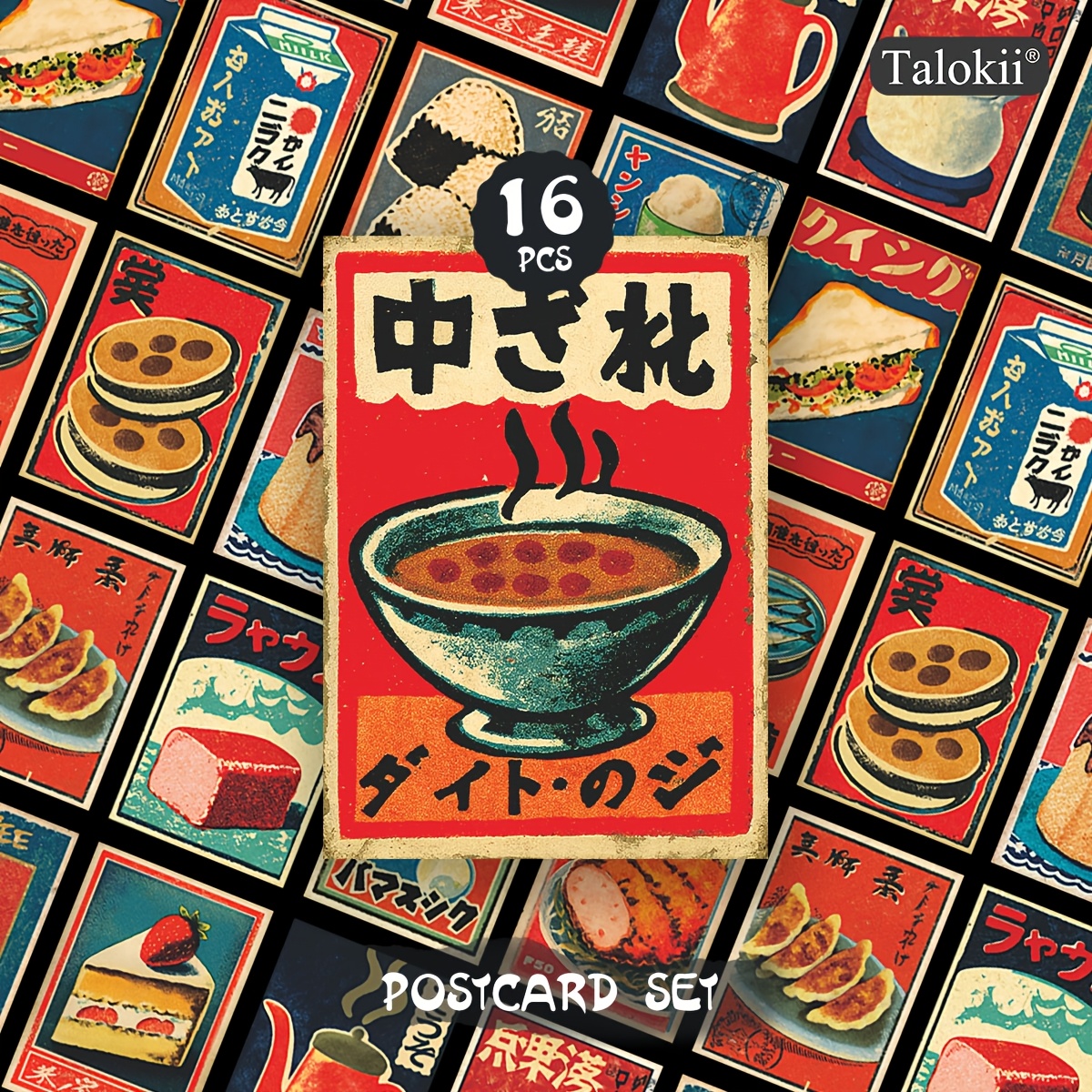 TEMU Lot de 16 cartes postales TALOKII rétro japonaises sur et les boissons, adaptées pour le journaling, , - Vintage, adaptées pour le scrapbooking,